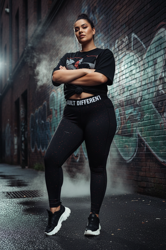 Black Splatter Leggings - Plus Size Graffiti