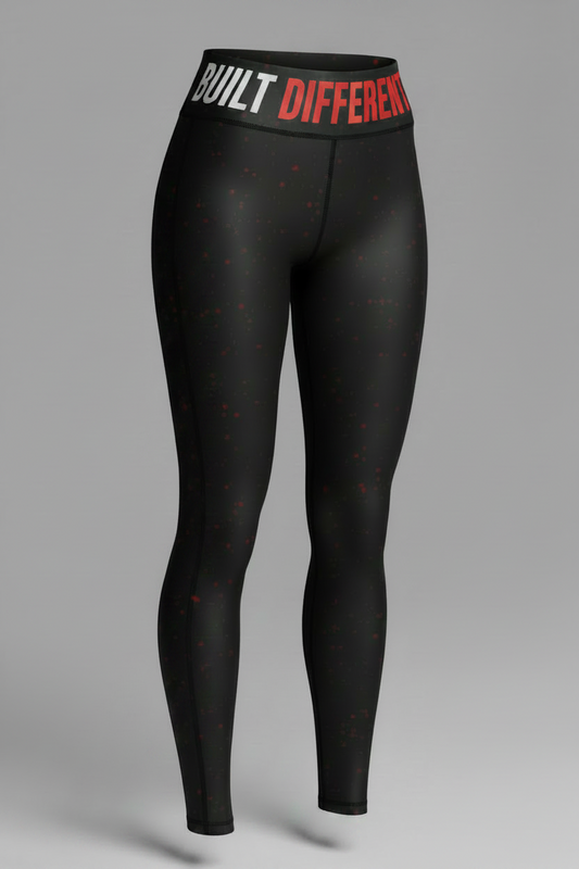 Built Different Leggings – Black Splatter