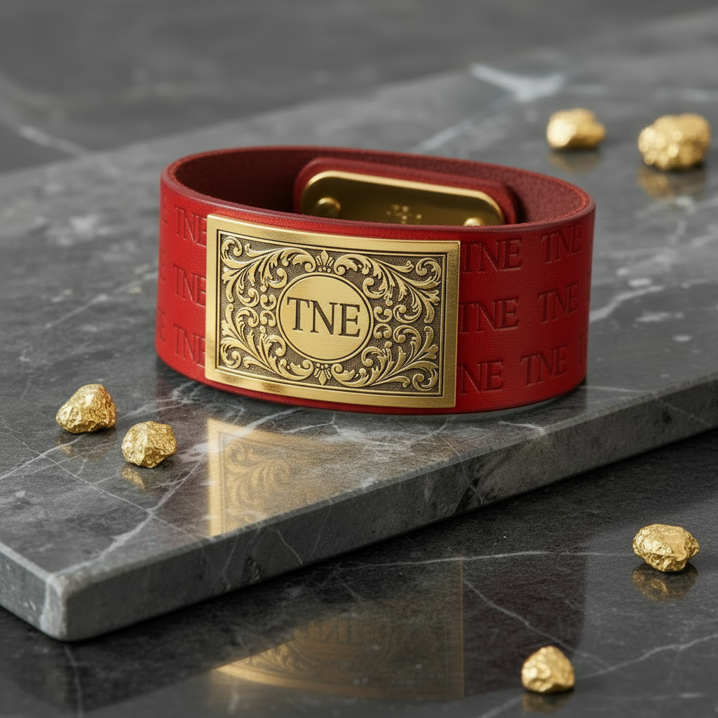 Red TNE Leather Cuff