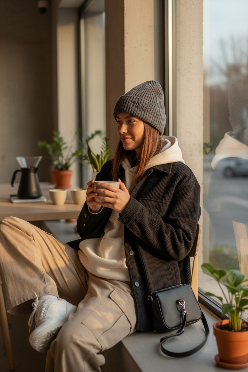 TNE Beanie Cafe Dark Logo