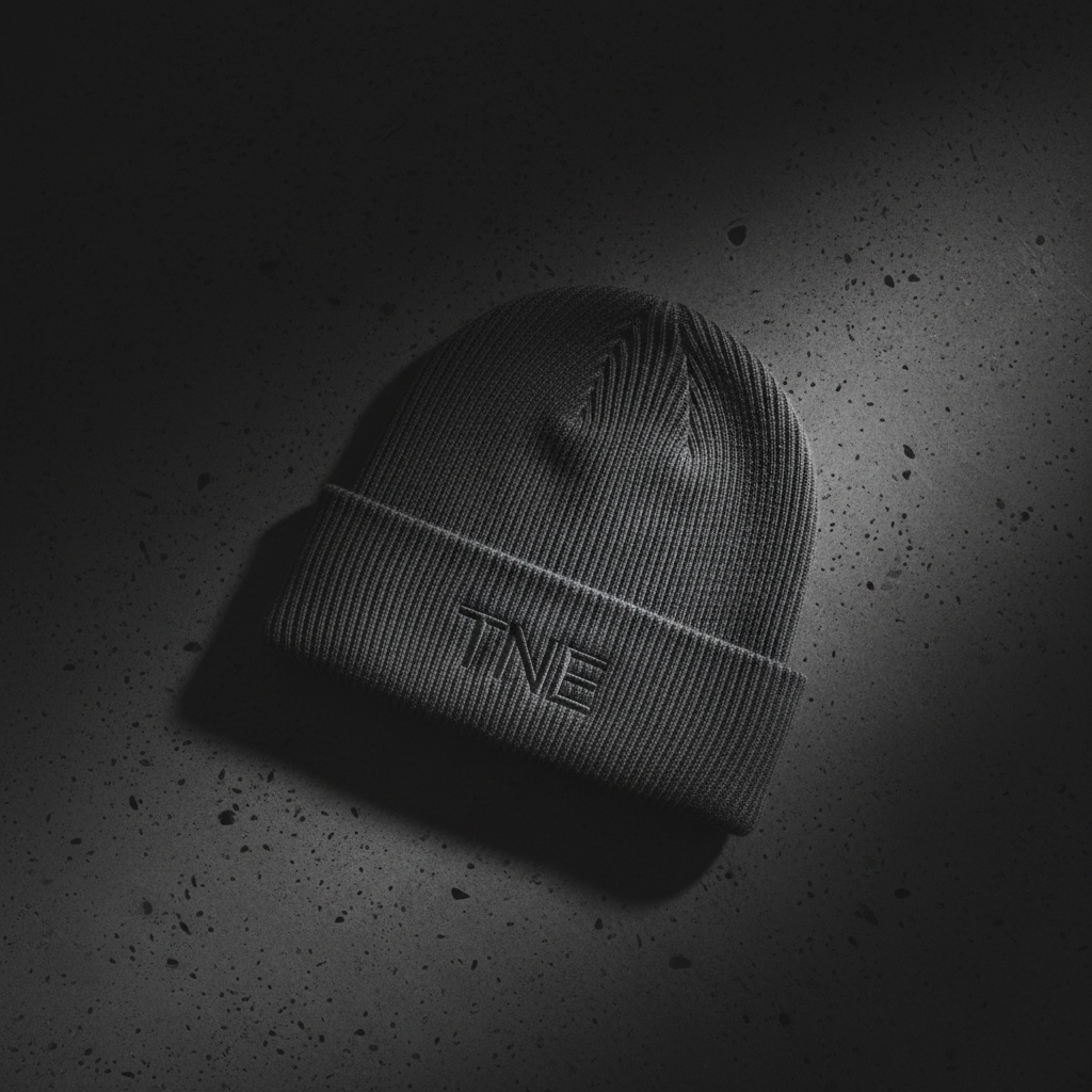 TNE Beanie Gray Dark Flat Lay
