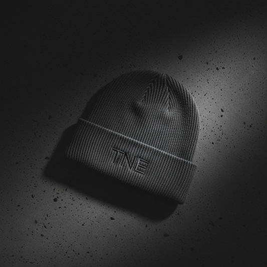 TNE Beanie Gray Dark Flat Lay
