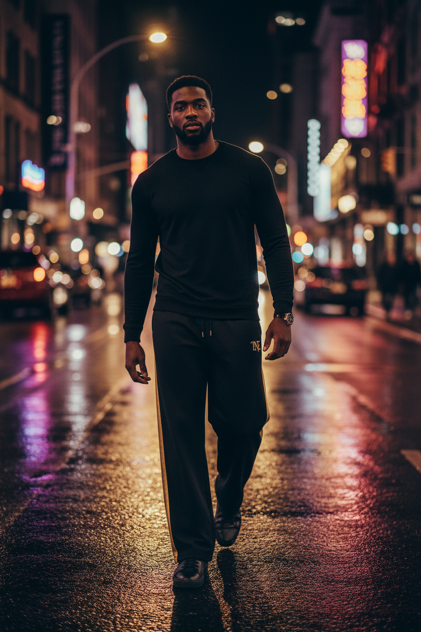 TNE Gold Stripe Joggers Lifestyle - Black