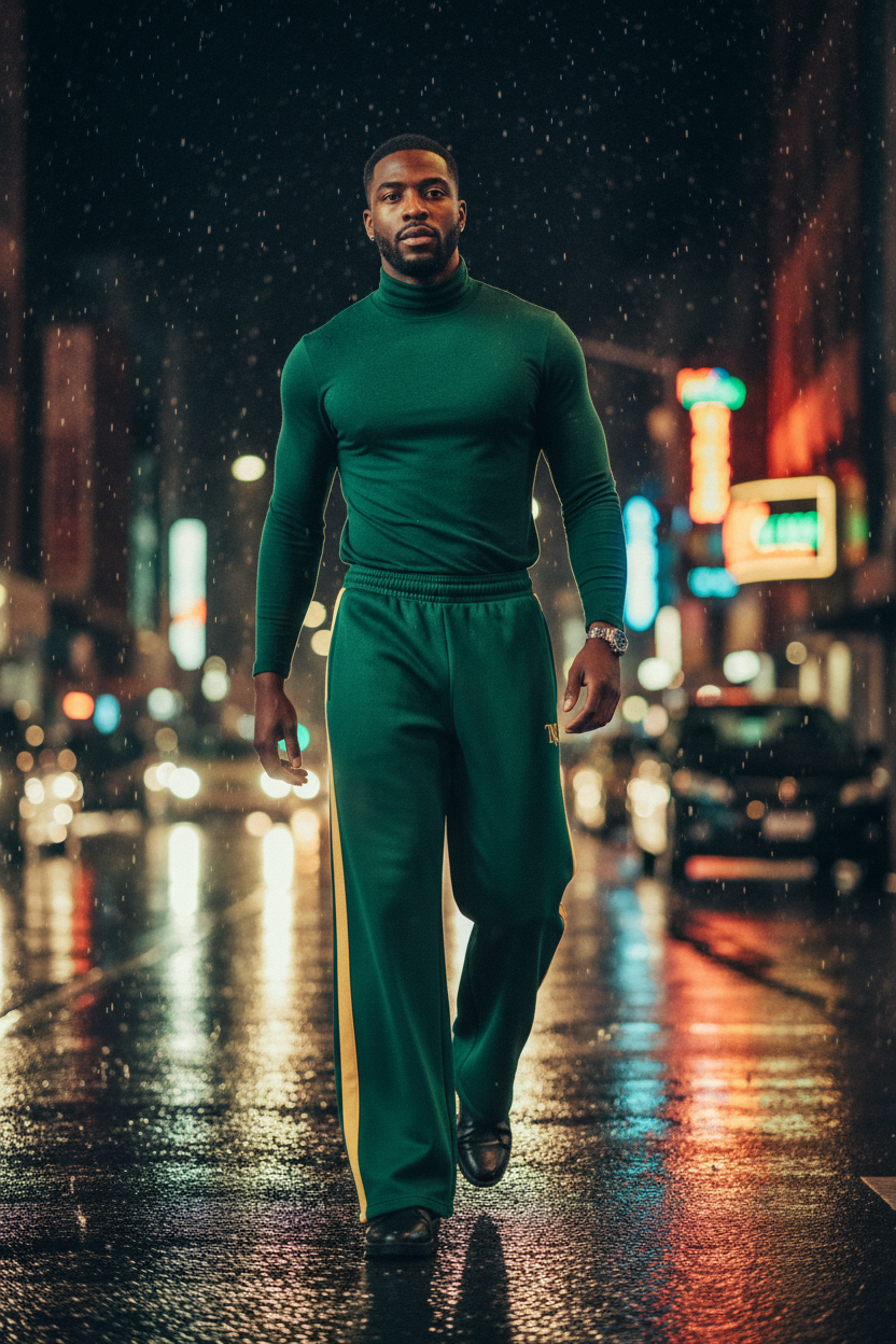 TNE Gold Stripe Joggers Lifestyle - Forest Green