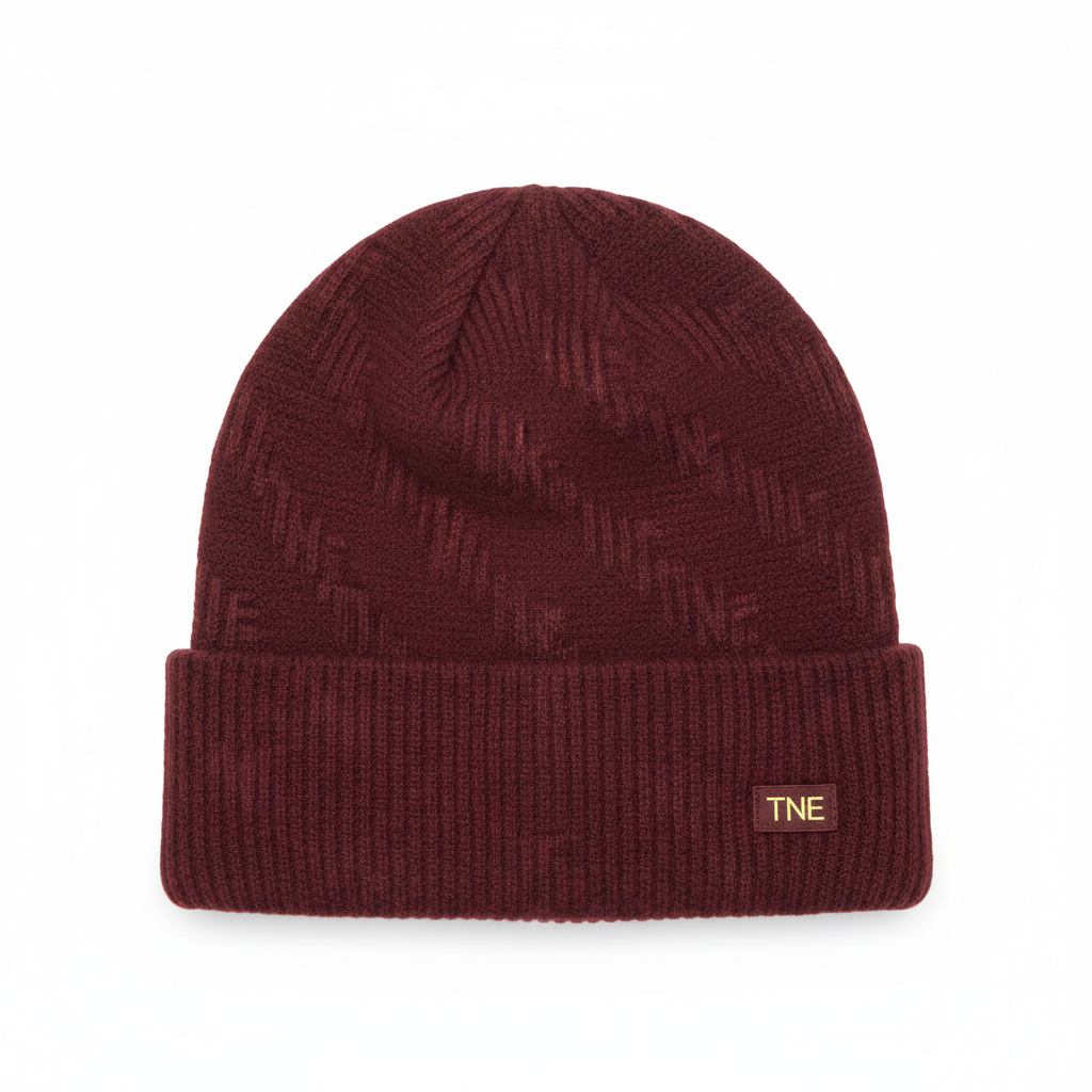 TNE Monogram Beanie - Burgundy