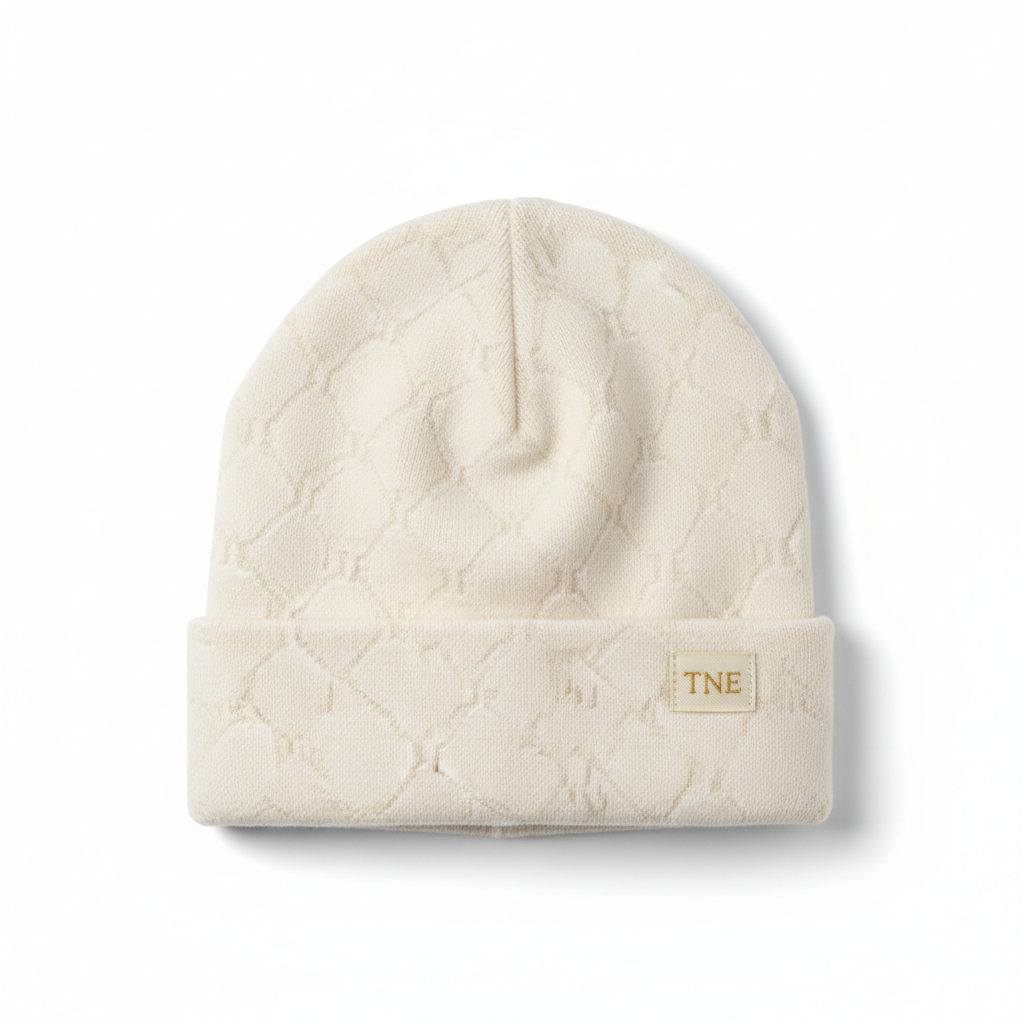 TNE Monogram Beanie - Cream