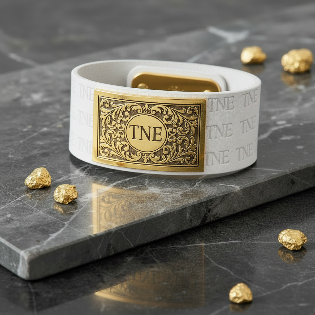 White TNE Leather Cuff